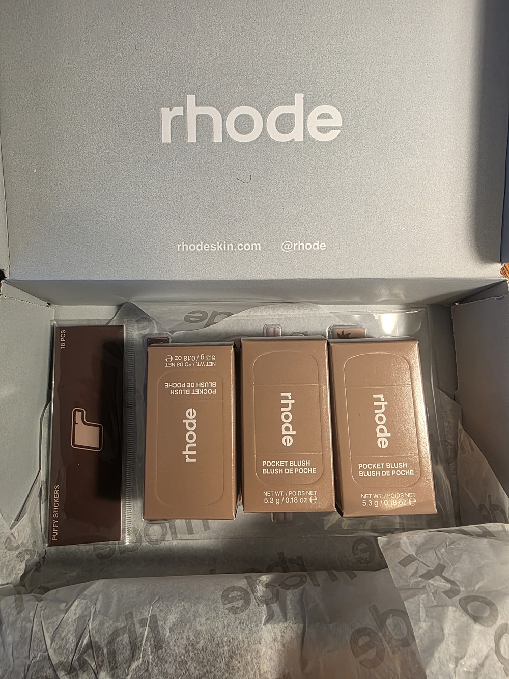 RHODE Pocket Blush and Accessories in Baby Pink Tones